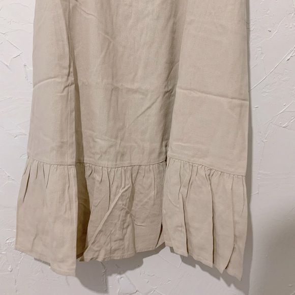 Ellen Tracy Sweetheart Neckline Balloon Sleeve Flounce Linen Midi Dress Sz Large - Picture 5 of 11